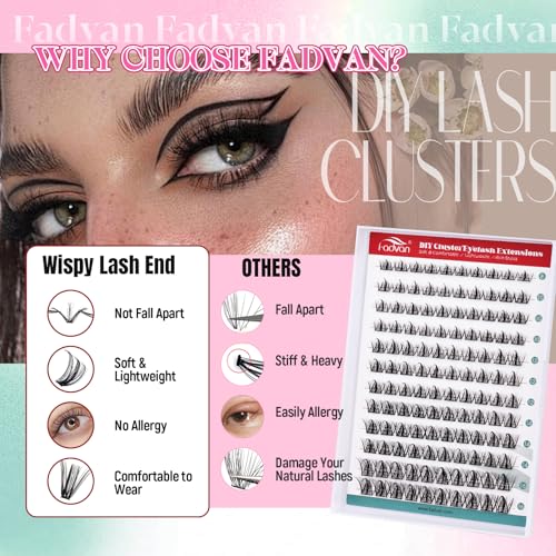 FADVAN Manga Lash Clusters 120PCS D Curly Wispy DIY Eyelash Extensions