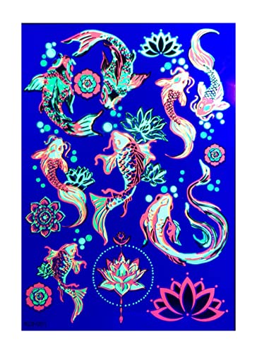 Glow In The Dark Temporary Tattoo - Koi Fish Design