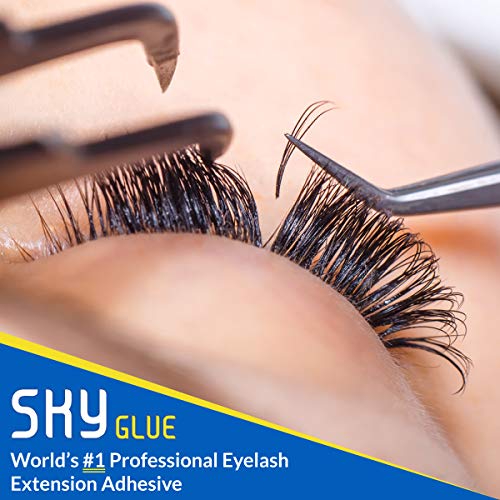 Sky Glue for Eyelash Extensions S+ | Super Strong Lash Extension Glue | Professional Black Adhesive for Long Lasting Semi Permanent Individual Lash Extensions | Fast Drying / 7+ Week Retention 5ml