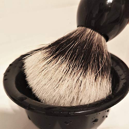 JEQUIL&CORENVEO Fine Silvertip Badger Bristle Shaving Brush, With Heavy Weight Resin Base (Curved Top)