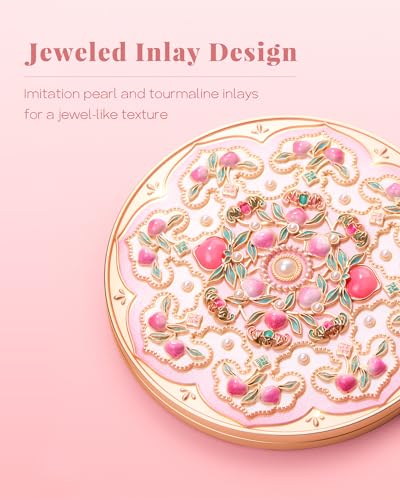 Pearl Bloom Compact Mirror for Women - 2X Magnifying Pink Design