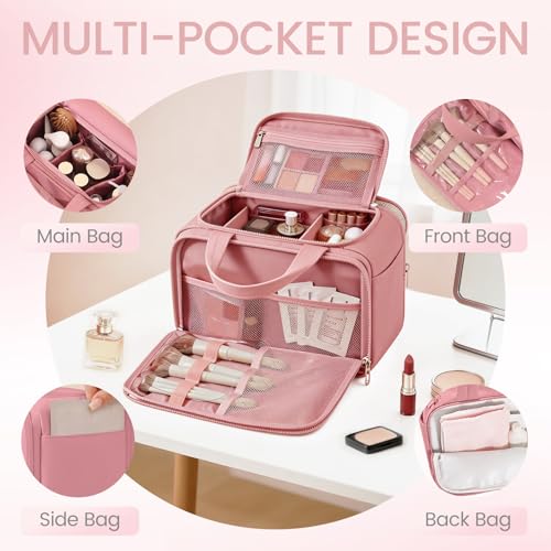 Large Puffy Toiletry Bag for Women with Wet Dry Separation