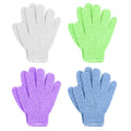 Exfoliating Bath Gloves Pack of 4 for Soft, Smooth Skin - One Size Fits Most