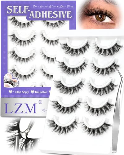 Self Adhesive False Eyelashes 14mm 6D Press On No Glue Reusable Lashes