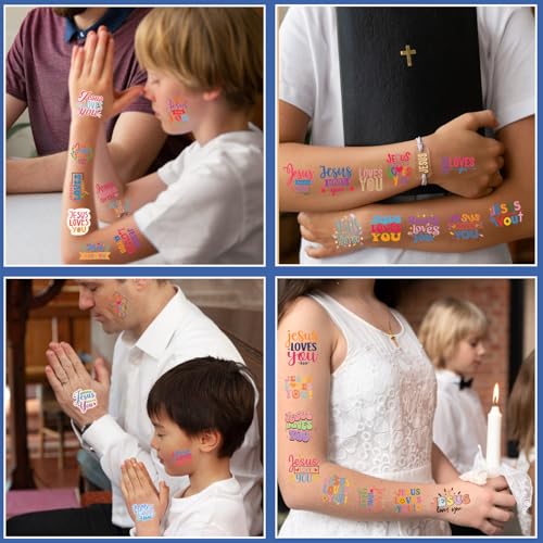 Jesus Loves You Temporary Tattoos - 12 Sheet Christian Party Favors