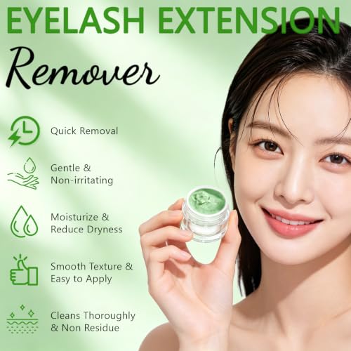 Eyelash Extension Remover Kit - Gentle, Fast Dissolution for Sensitive Eyes, 10g with Brushes & Eye Patches