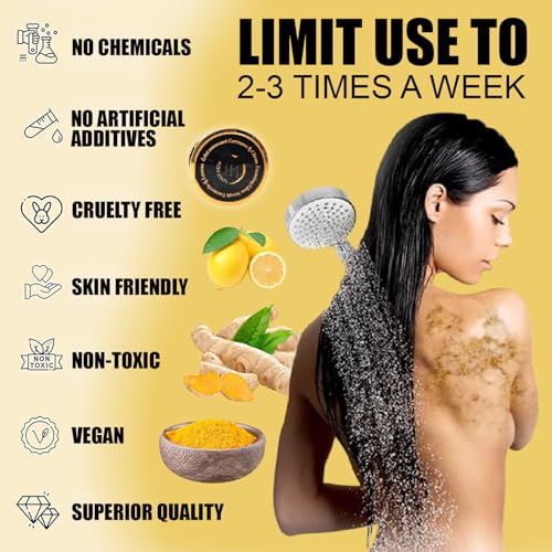 Foaming Body Scrub Turmeric & Lemon | Natural Exfoliating Body Scrub for All Skin Types| Brightening Body Scrub, Hydrating Turmeric Scrub for Dark Spots, Smooth Skin (280g)