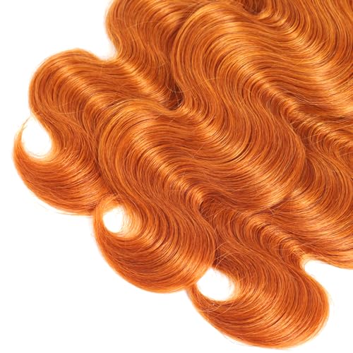 WuvuSnm Ginger Orange #350 Body Wave Human Hair Bundles 12-16 Inch, 150g - Double Weft