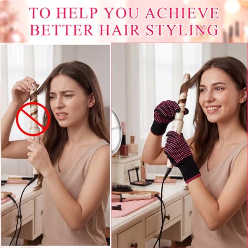 Pink Heat Resistant Gloves & Mat Set for Hair Tools