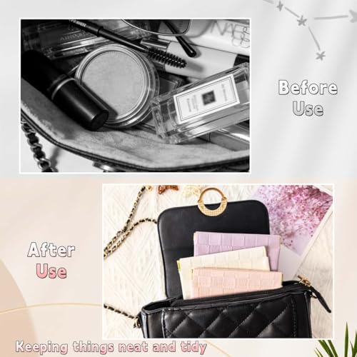 3-Pack Small Makeup Bags for Purse, Waterproof Leather Organizer