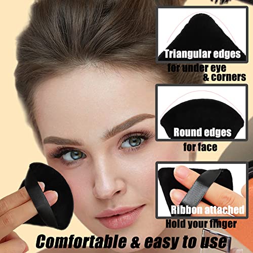 Triangle Powder Puffs for Face Setting - 10Pc Velour Makeup Sponges
