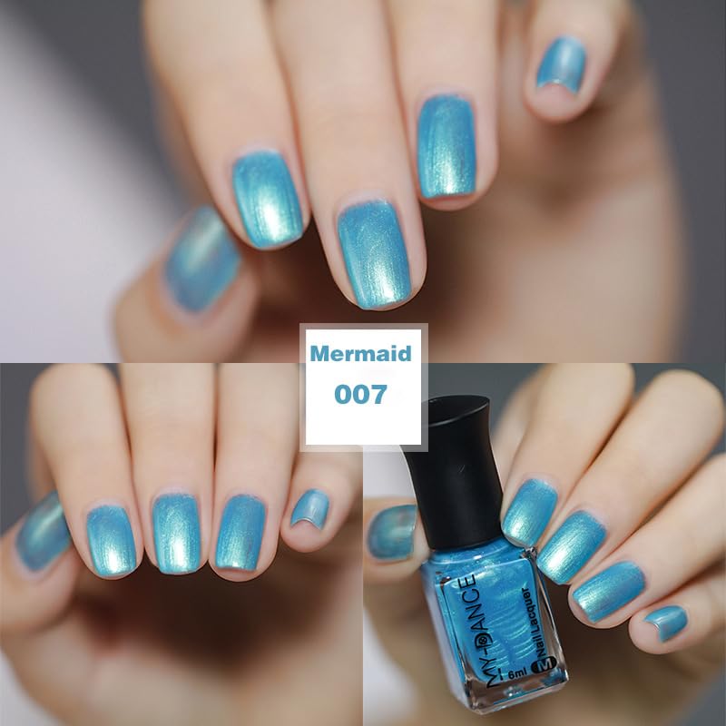 Pearl Turquoise Blue Nail Polish – Quick Dry Shimmer 6ml