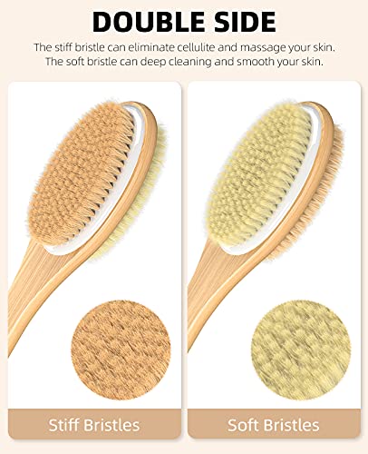 Metene 17-Inch Shower Back Brush, Double-Sided Exfoliating Bristles