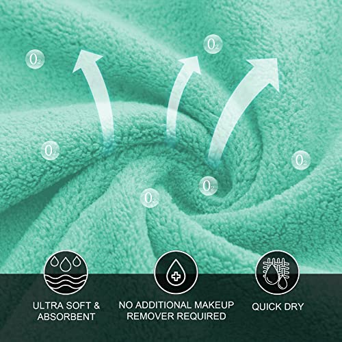 MOONQUEEN 30 Pack Microfiber Face Towel - Premium Soft Makeup Remover Cloths (White-Grey, 30 Pack)