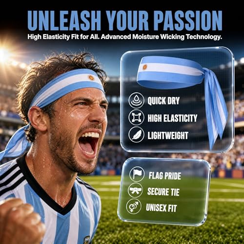 World Cup 2026 Flag Tie Headband - Breathable Soccer Fan Sweatband