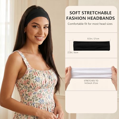 6 Pcs Women's Elastic Hair Headbands - Fashionable Non-Slip Hair Accessories