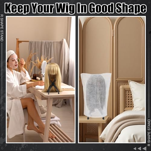 ProSuites 2 Pack Wig Stand with Dust Bags - Foldable Wig Holder