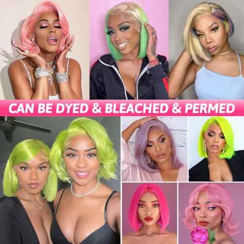 Blonde Bob Wig Human Hair 200% Density 613 Bob Wig Human Hair 10 Inch 613 13x4 Hd Lace Frontal Wig Pre Plucked With Baby Hair