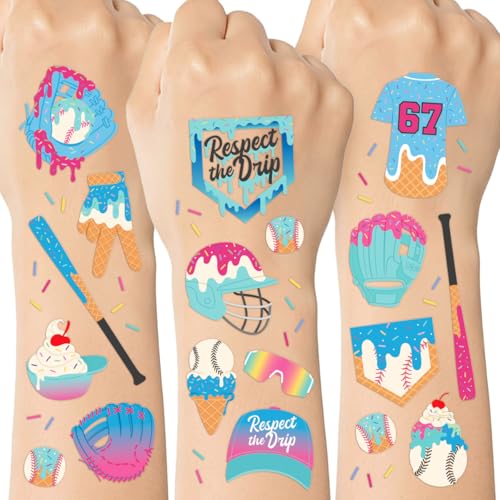 Baseball Drip Temporary Tattoos - 60 Pack Party Favors