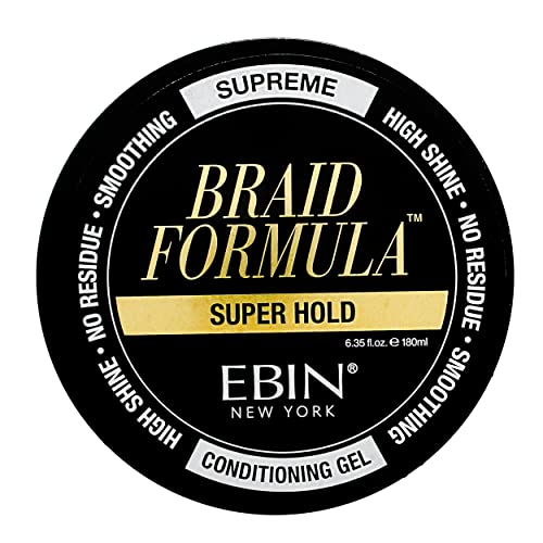 EBIN NEW YORK Braid Formula Conditioning Gel, Super Hold, 6.35 Oz | Great for Braiding, Twisting, Edges, No Residue, No Flaking, Strong Hold, High Shine, Smoothing with Clean, No Build-up