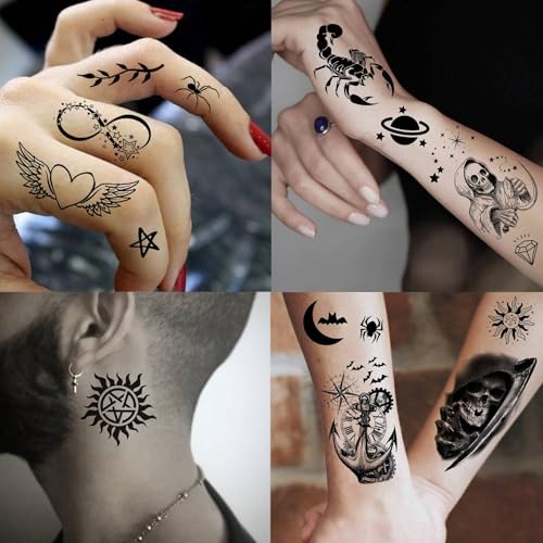 72 Sheets Lion Skull Temporary Tattoos For Men Women, Halloween Half Arm Sleeve Tattoo Stickers Zeus Eagle Tiger Ship, Bulk 3D Watercolor Temp Gothic Waterproof Fake Tattoos Adults Flower Skeleton