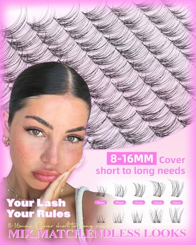WTVANE Natural Lash Clusters - Wispy Eyelash Extensions 8-16mm