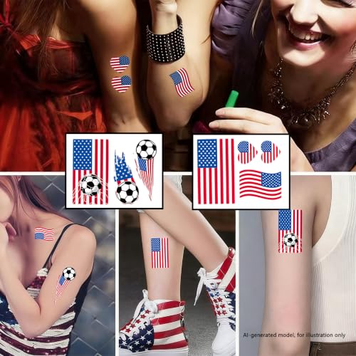 American Flag Temporary Tattoos, 10-Pack Patriotic Face Stickers