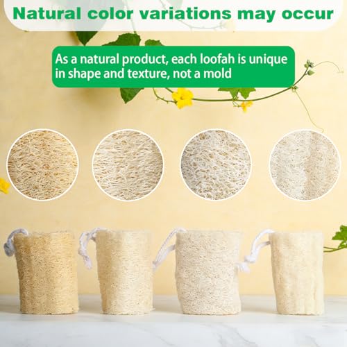 Natural Loofah Sponges, 4 Pack - Organic Body Scrubber