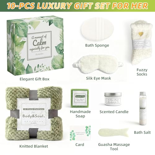 Birthday Gifts for Women Care Basket: Spa Care Package Self Care Basket Get Well Soon Gift Baskets for Women Mothers Day Mom Wife Colleague Friend