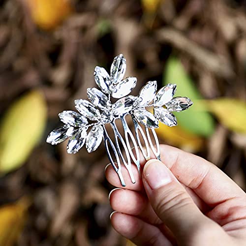 Unicra Silver Rhinestone Bride Hair Comb Bridal Wedding Hair Piece Crystal Hair Accessories for Women and Girls (A-Silver)