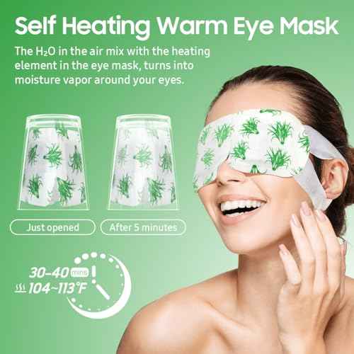 Steam Eye Mask, 10 Packs Heated Eye Mask, Self Heating Disposable SPA Warm Compress for Eyes Sleep Mask, Travel Essentials & Relaxation Gifts, Stocking Stuffers (Lemongrass Scent)
