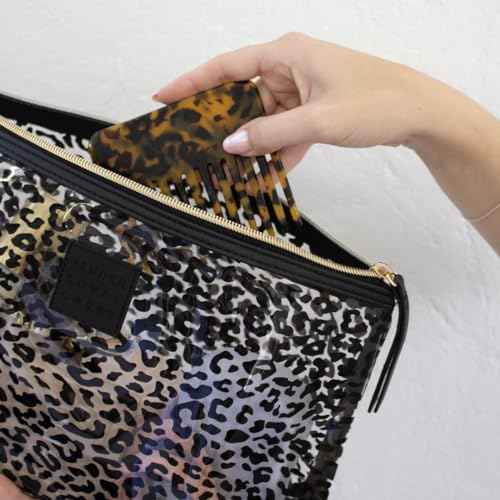 Black and Transparent Leopard Print Holdall - Water-Resistant Travel Bag for Toiletries & Cosmetic Essentials