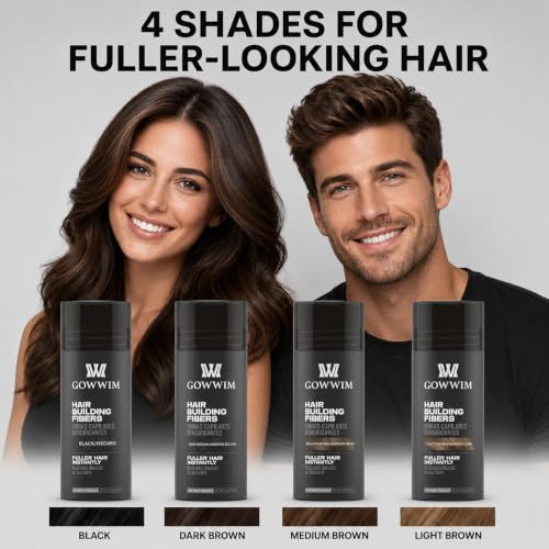 Gowwim Light Brown Hair Fibers 0.88oz Instant Thickening Powder for Thinning Hair