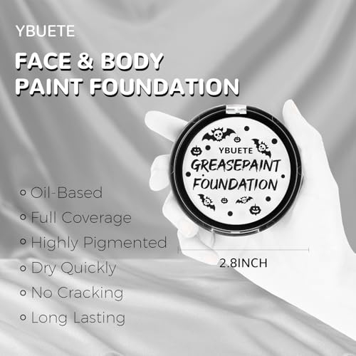 YBUETE Waterproof White Face Paint for Halloween & Cosplay