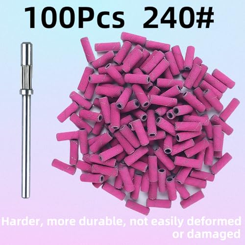 100 Pcs 240 Grit Mini Sanding Bands for Nail Drill - Rose Red