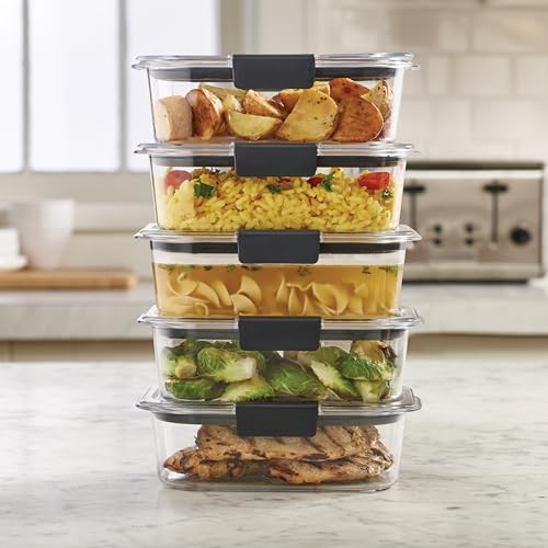 Rubbermaid Brilliance Food Storage Containers, BPA Free, Airtight Lids, Ideal for Lunch, Meal Prep & Leftovers, Set of 5 (3.2 Cup)