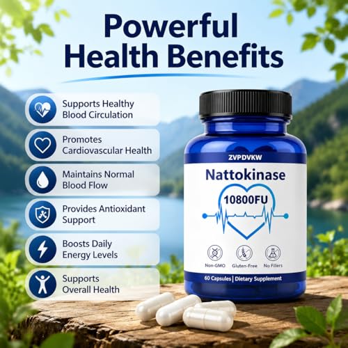Nattokinase Supplement 10800 FU for Cardiovascular Wellness – 60 Vegan Capsules