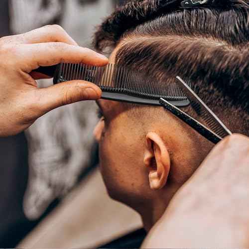 12 Pieces Pocket Hair Combs, 5" Combs for Men & Women, Travel-Friendly, Dual-Density Teeth for Short Hair, Beards, Mustaches & Sideburns (Black)