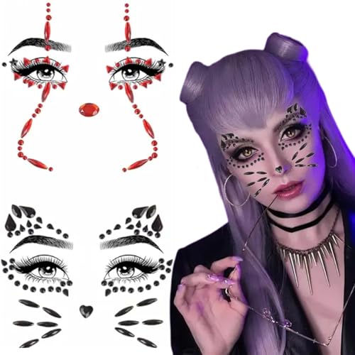 Halloween Face Jewels Rhinestone Crystal Stickers - 2 Pack