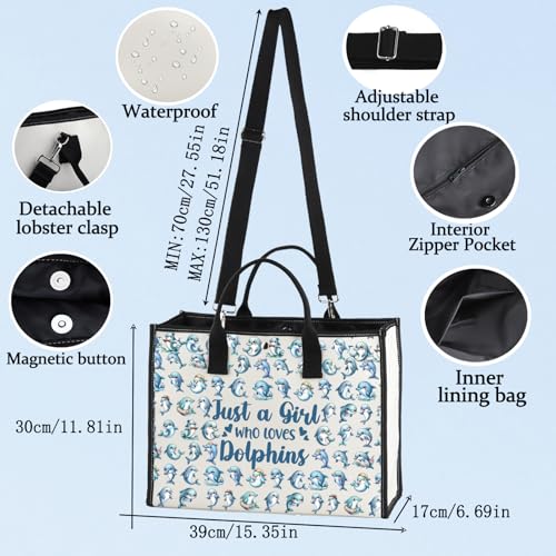 LEVLO Funny Dolphin Cosmetic Bag Animal Lover Gift Just A Girl Who Loves Dolphins Makeup Zipper Pouch Bag Dolphin Lover Gift For Women Girls (Dolphins LT)