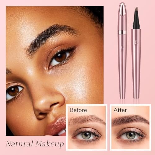 3D Microblading Eyebrow Pen - Waterproof, 4-Tip, Dark Brown