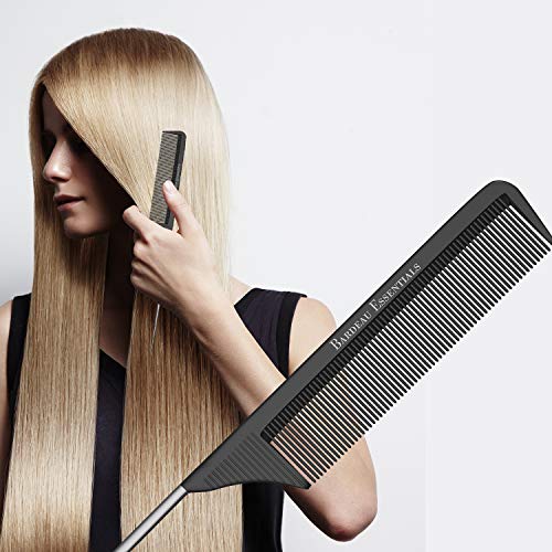 Professional 8.8" Tail Comb - Carbon Fiber & Stainless Steel