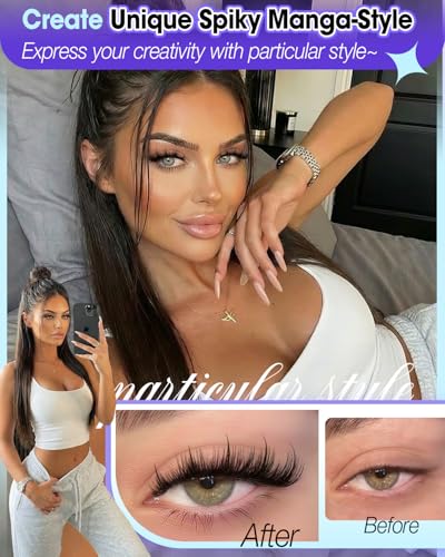 YDAGKH K - Spiky Manga Lash Clusters 10-16mm D-Curl | False Eyelashes, DIY Anime Doll/Baddie Look
