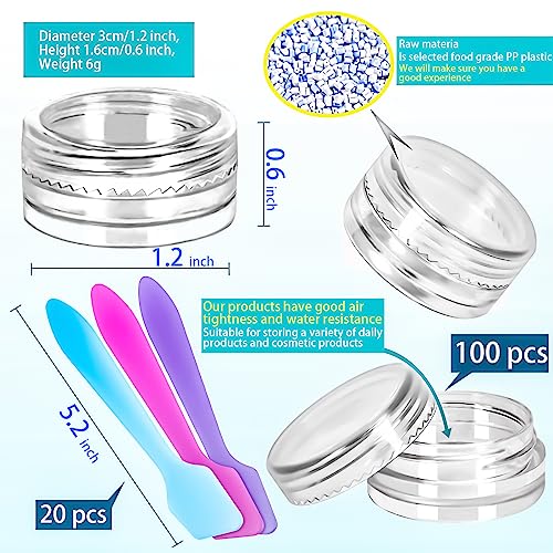100 Pcs 3g Clear Plastic Cosmetic Jars with Lids & Spatulas