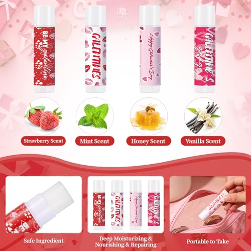 Loopeer 12 Pack Galentine's Day Lip Balms Gifts Bulk for Women Cute Pink Heart Lip Balm Travel Size Valentine's Day Party Favors Lips Moisturizer Care Small Gifts Ideas for Friends Office Ladies