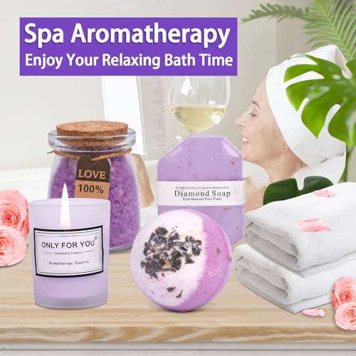 Birthday Gifts for Women, Relaxing Spa Gift Basket Set, Thoughtful and Distinctive Presents for Women, Ideal for Holiday Gifting to Loved Ones Like Mom, Sister, Friend, Wife, and Teacher,Purple