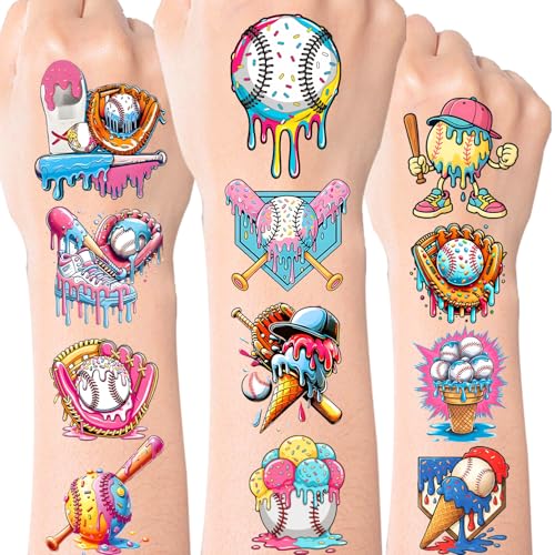 Baseball Ice Cream Drip Temporary Tattoos Stickers