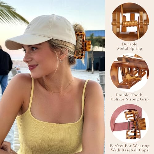 6-Pack Hat Claw Clips for Women, 4.1" Large Clips