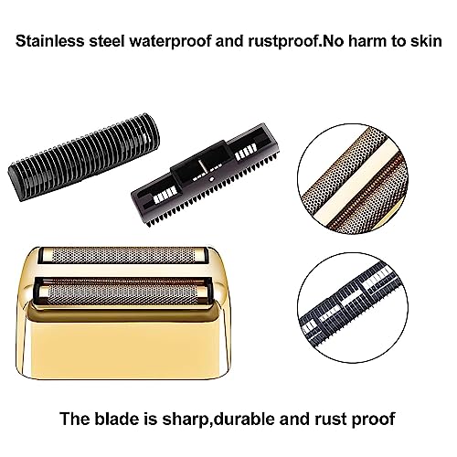 Replacement Foil and Cutters Compatible with BaBylissPRO Double Foil Shaver, Replacement Foil Compatible with BaBylissPRO FXFS2 Shaver, 4 counts (Gold)