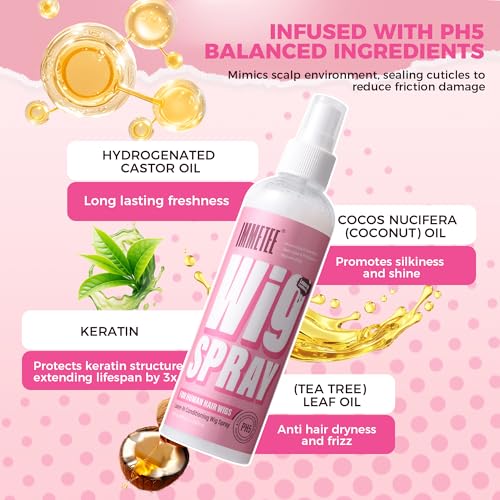 immetee Leave-In Conditioner Spray for Human Wigs, 8.4 fl oz